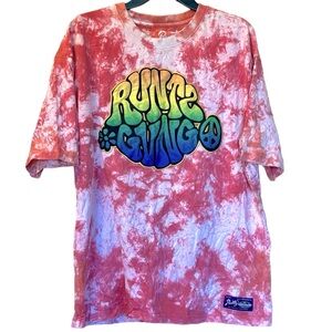 RUNTZ Tie Dye Rainbow Embroidered T-shirt Sz XL Streetwear Grunge